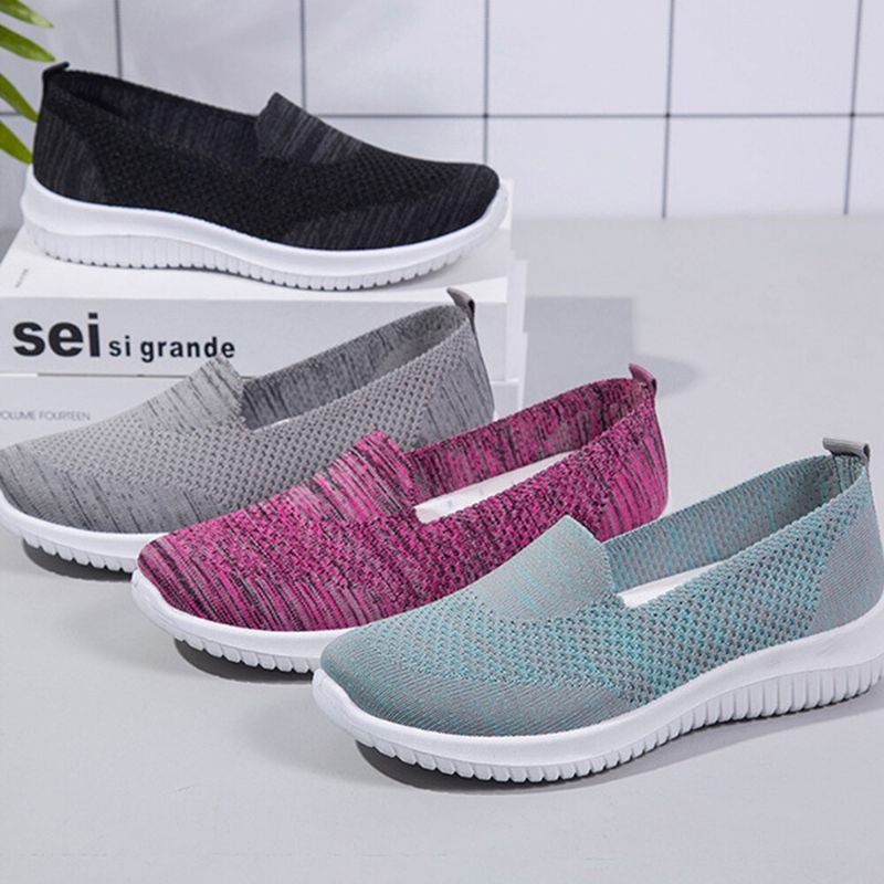 Dam Bekväma Mesh Slip On Mönster Sport Walking Skor