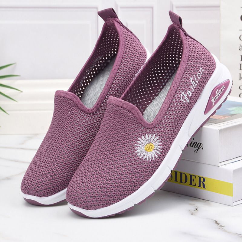 Dam Daisy Decor Mesh Comfy Andas Casual Slip On Sneakers