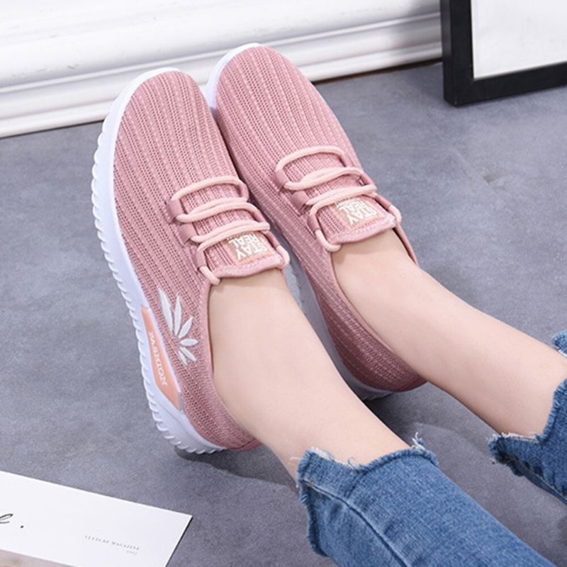 Dam Lättvikt Bekväm Andas Mesh Slip On Flat Sneakers