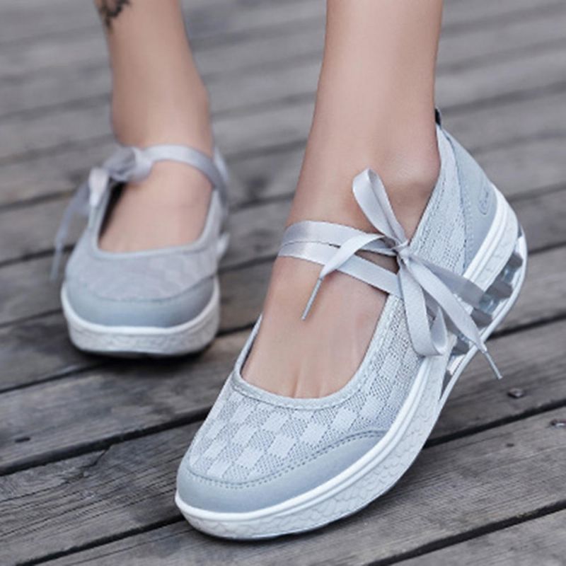 Dam Mesh Splicing Sport Casual Lace Up Platform Sneakers