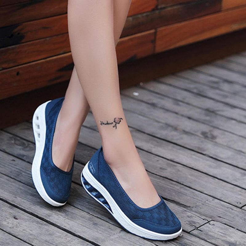 Dam Mesh Splicing Sport Casual Lace Up Platform Sneakers