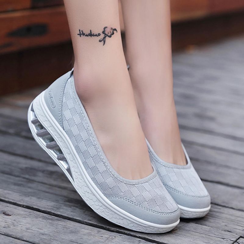 Dam Mesh Splicing Sport Casual Lace Up Platform Sneakers