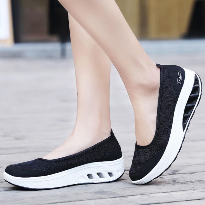 Dam Mesh Splicing Sport Casual Lace Up Platform Sneakers