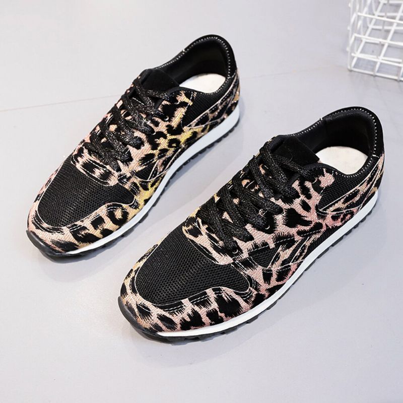 Dam Splicing Mesh Comfy Andas Casual Leopard Sneakers