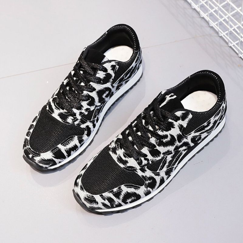 Dam Splicing Mesh Comfy Andas Casual Leopard Sneakers