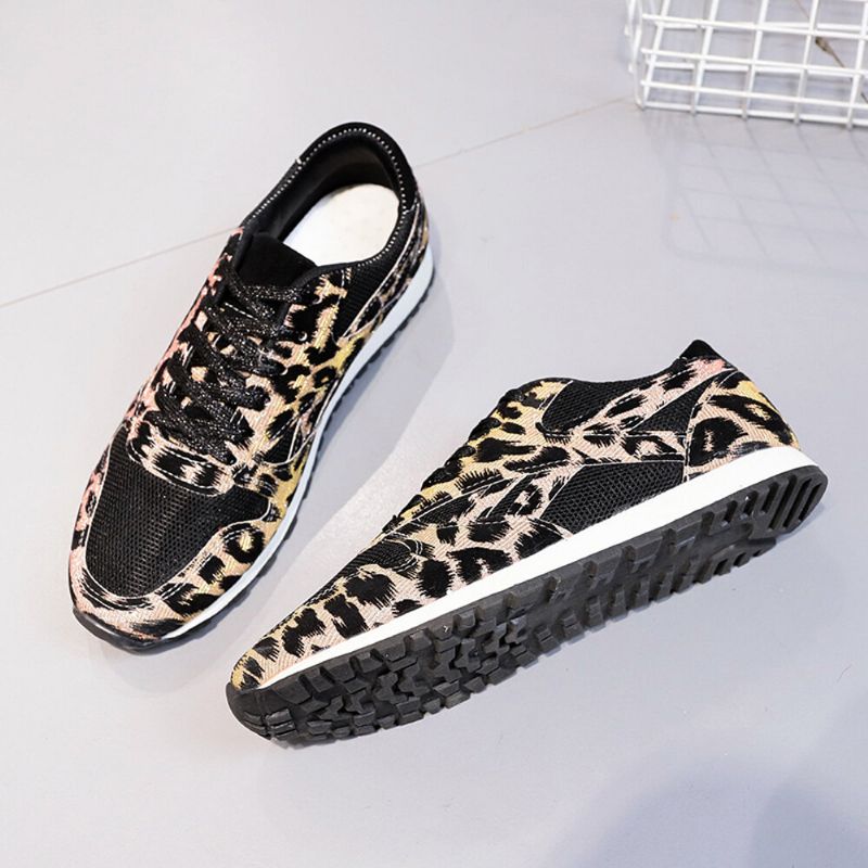 Dam Splicing Mesh Comfy Andas Casual Leopard Sneakers