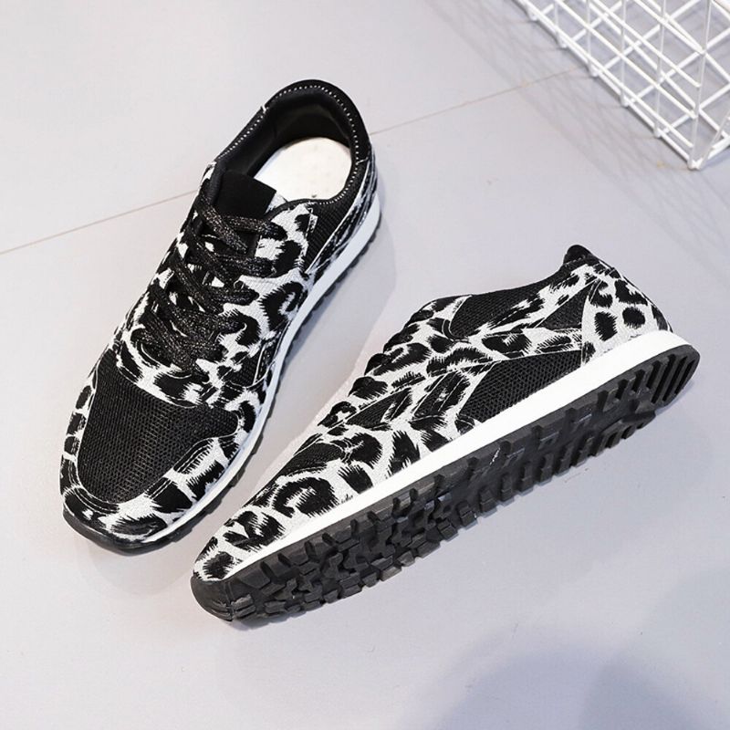 Dam Splicing Mesh Comfy Andas Casual Leopard Sneakers