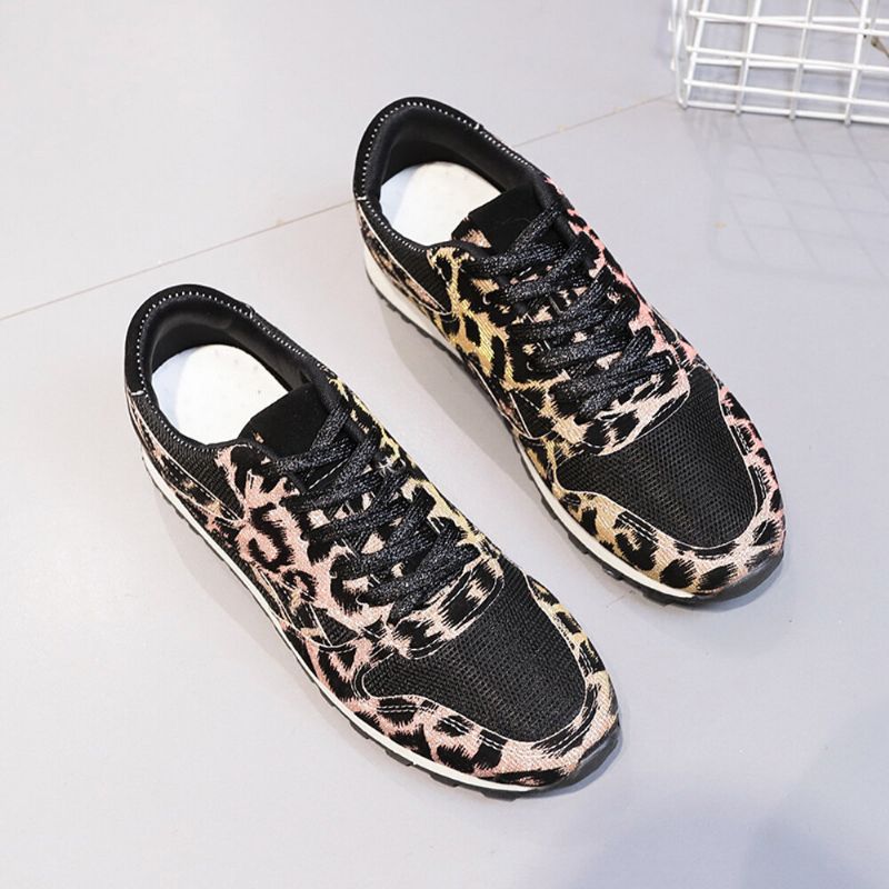 Dam Splicing Mesh Comfy Andas Casual Leopard Sneakers