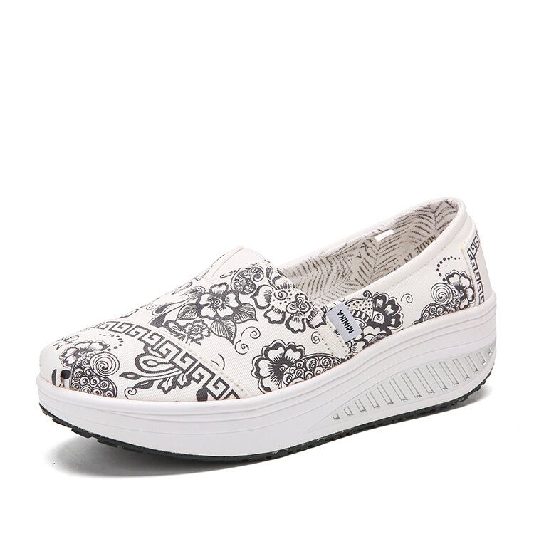 Damer Casual Blommor Tryckt Mönster Bekväma Rockersula Walking Shoes