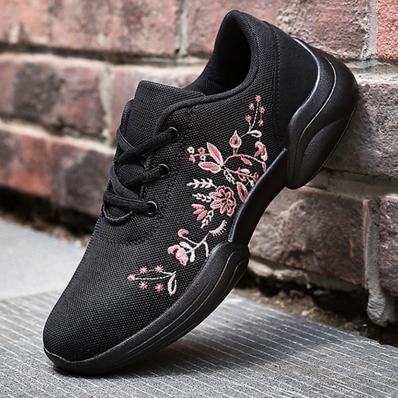 Damer Casual Broderi Blommor Stickade Lätta Ventilerande Sneakers