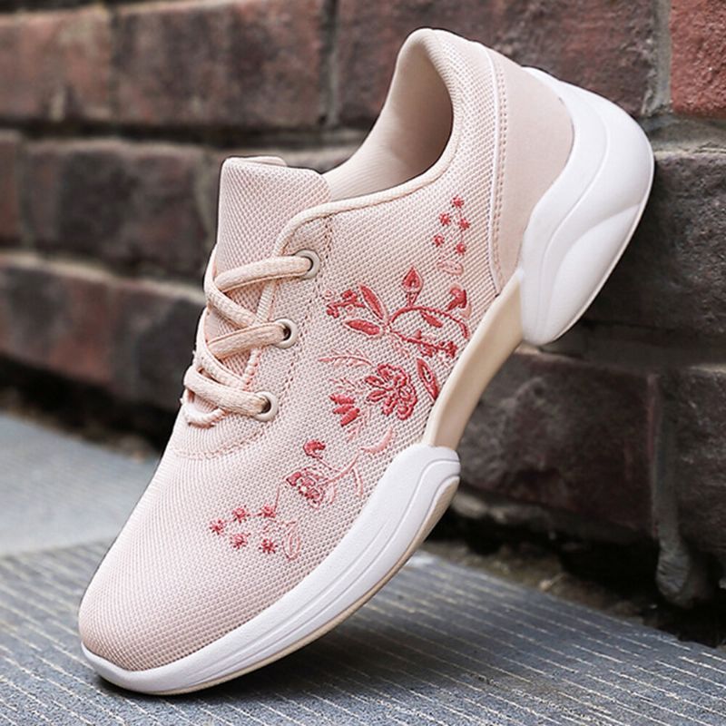 Damer Casual Broderi Blommor Stickade Lätta Ventilerande Sneakers