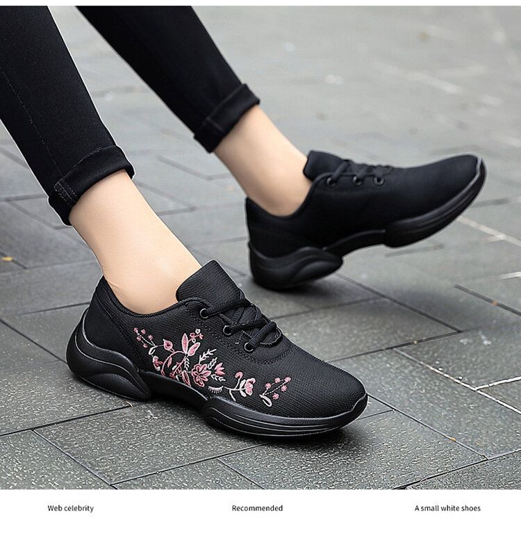 Damer Casual Broderi Blommor Stickade Lätta Ventilerande Sneakers