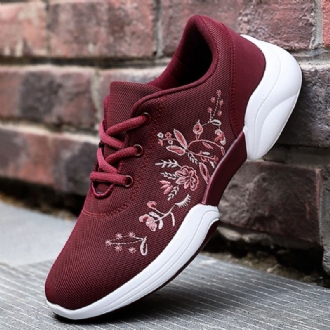 Damer Casual Broderi Blommor Stickade Lätta Ventilerande Sneakers