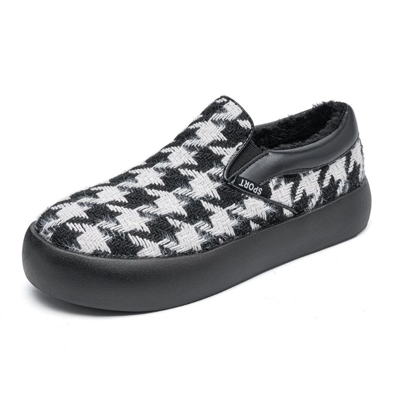 Damshorts Houndstooth Elastiskt Band Varmfoder Walking Shoes