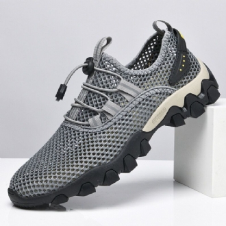 Herr Mesh Andningsbart Elastiskt Band Snörning Outdoor Fitness Casual Sneakers