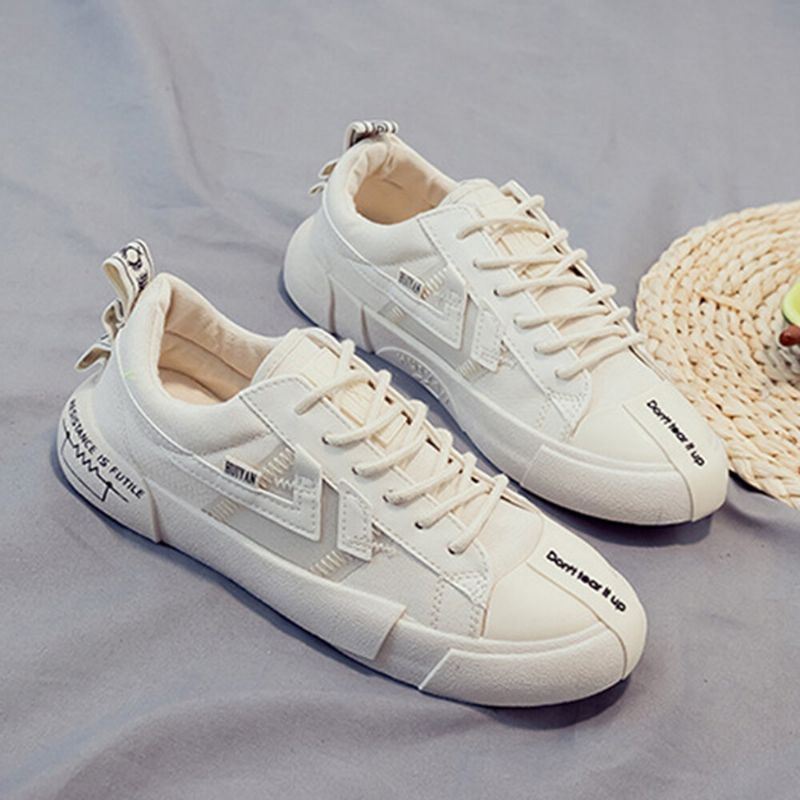 Kvinnor Canvas Snörning Fram Halksäkra Casual Court Sneakers