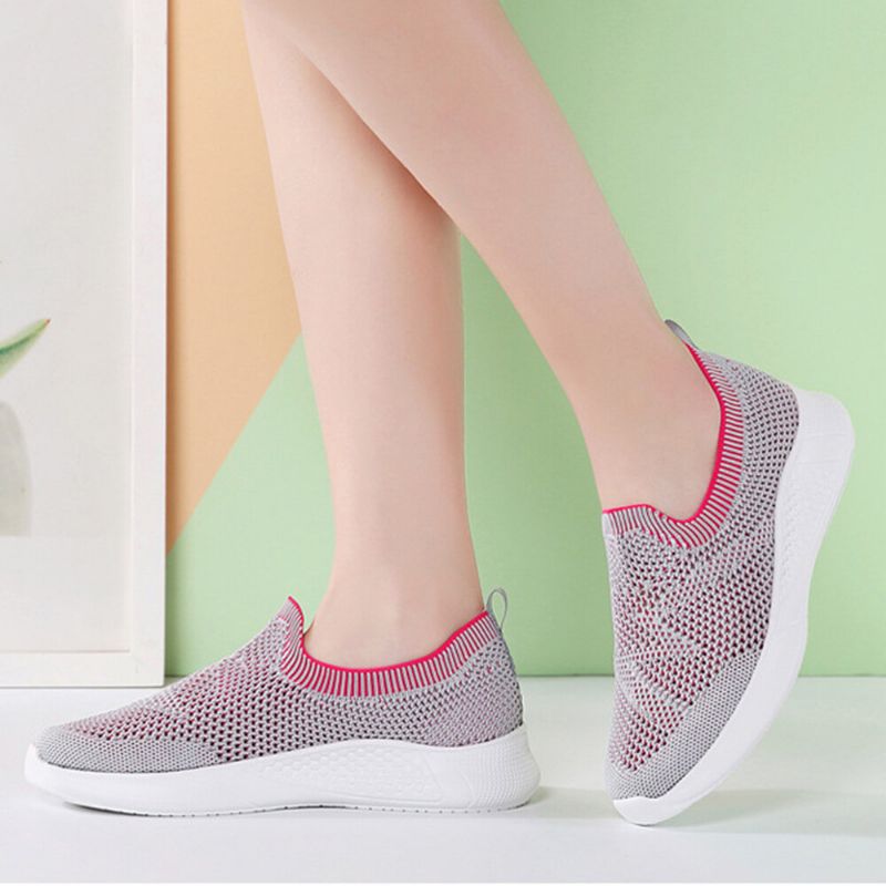 Kvinnor Casual Andas Halkfri Mesh Slip-on Sneakers