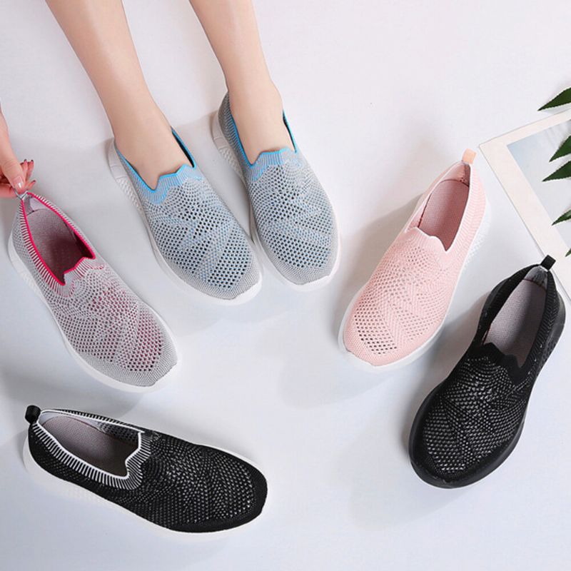 Kvinnor Casual Andas Halkfri Mesh Slip-on Sneakers