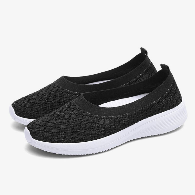 Kvinnor Casual Bekväma Stickade Lätta Slip-on Sneakers Med Mjuk Sula