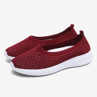 Kvinnor Casual Bekväma Stickade Lätta Slip-on Sneakers Med Mjuk Sula