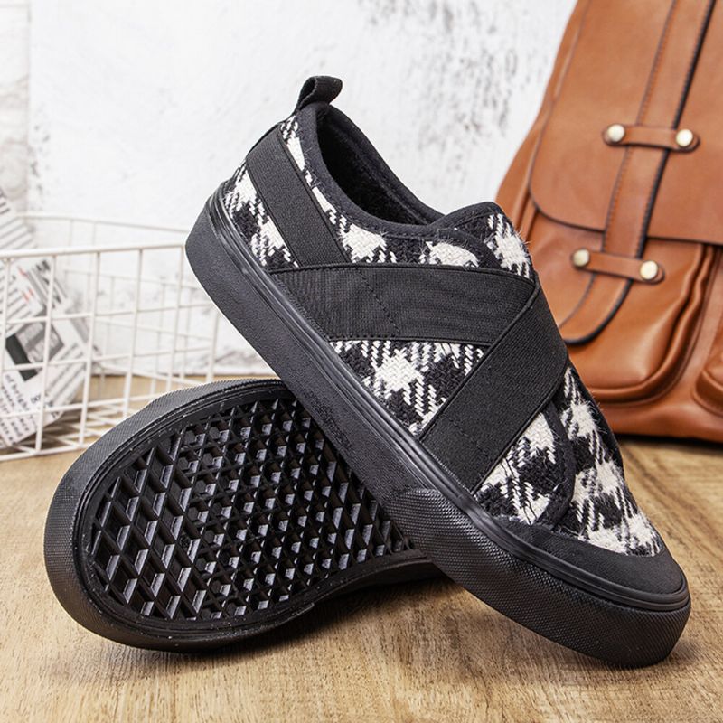 Kvinnor Casual Canvas Elastiskt Band Slip-on Court Sneakers