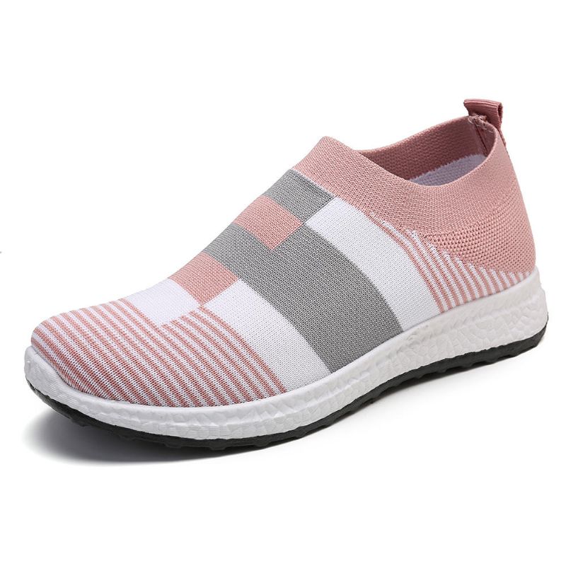 Kvinnor Casual Lätt Mesh Färg Sömmar Slip On Sneakers