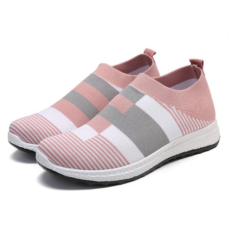 Kvinnor Casual Lätt Mesh Färg Sömmar Slip On Sneakers