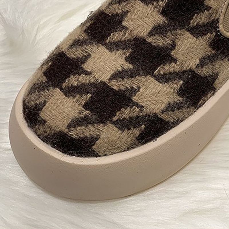 Kvinnor Casual Plysch Houndstooth Varmfoder Skate Skor