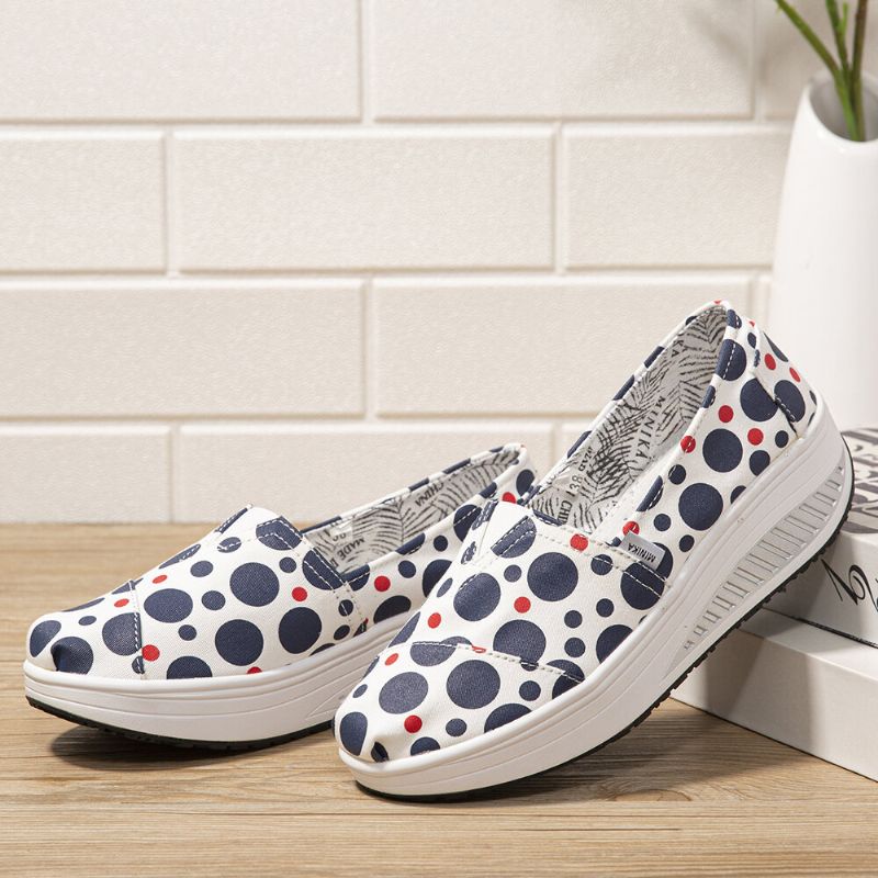 Kvinnor Casual Print Cartoon Rocker Sole Slip-on Walking Shoes