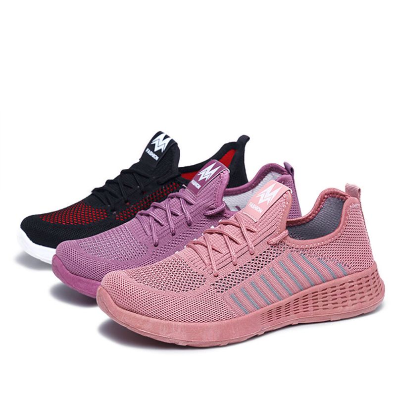 Kvinnor Color Block Mesh Snörning Sport Casual Flat Shoes