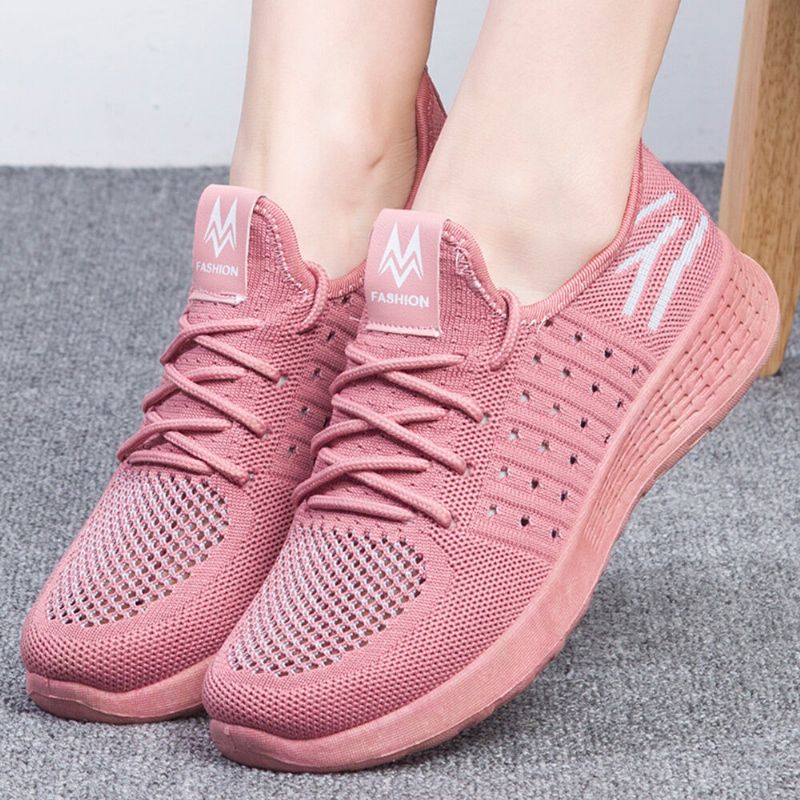 Kvinnor Color Block Mesh Snörning Sport Casual Flat Shoes