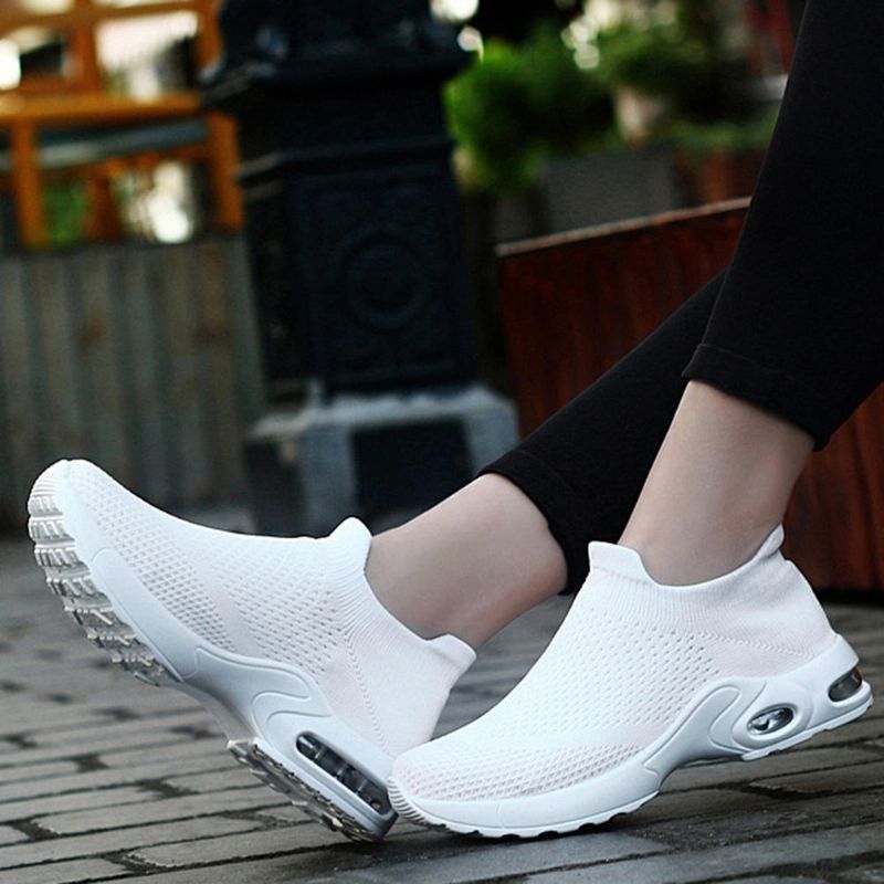 Kvinnor Light Mesh Walking Casual Comfy Slip On Sneakers