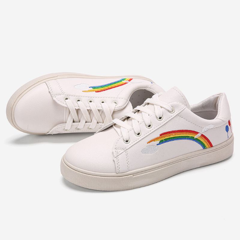 Kvinnor Low Top Rainbow Comfy Bärbara Casual Flat Court Sneakers