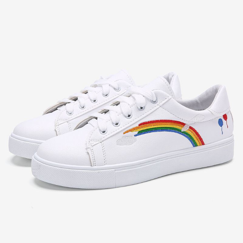 Kvinnor Low Top Rainbow Comfy Bärbara Casual Flat Court Sneakers