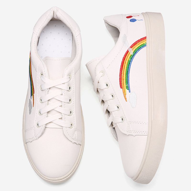 Kvinnor Low Top Rainbow Comfy Bärbara Casual Flat Court Sneakers