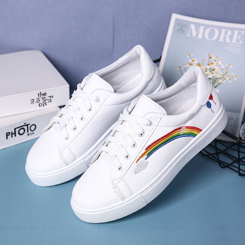 Kvinnor Low Top Rainbow Comfy Bärbara Casual Flat Court Sneakers