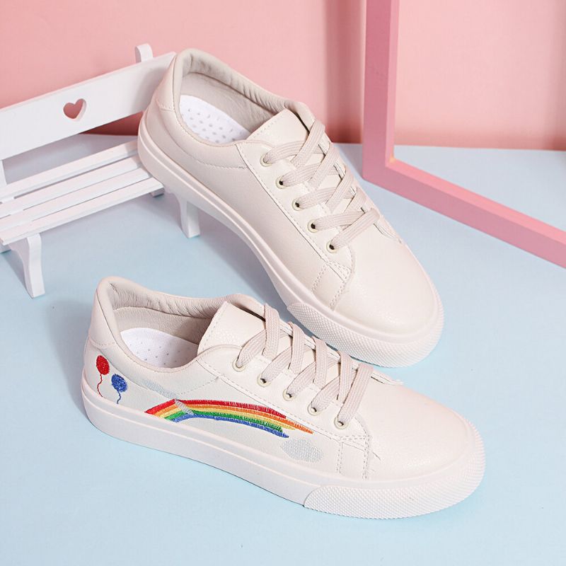 Kvinnor Low Top Rainbow Comfy Bärbara Casual Flat Court Sneakers