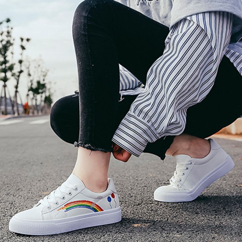 Kvinnor Low Top Rainbow Comfy Bärbara Casual Flat Court Sneakers