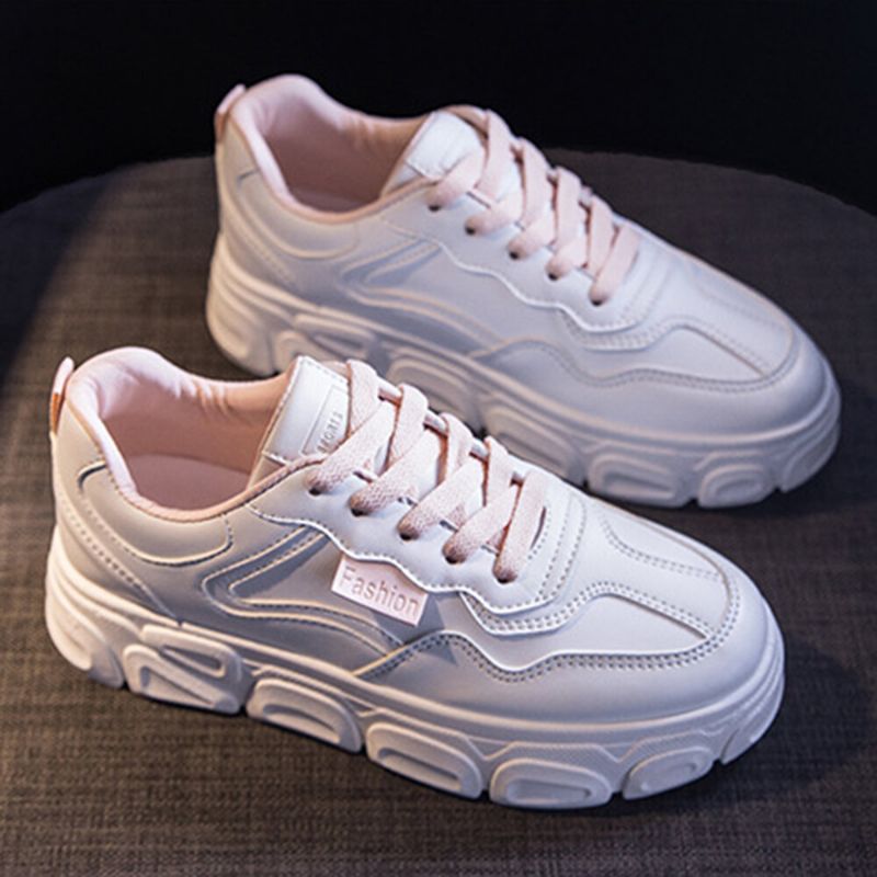 Kvinnor Med Snörning Framtill Halkbeständiga Casual Chunky Sneakers