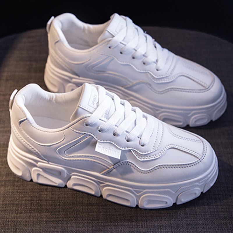 Kvinnor Med Snörning Framtill Halkbeständiga Casual Chunky Sneakers