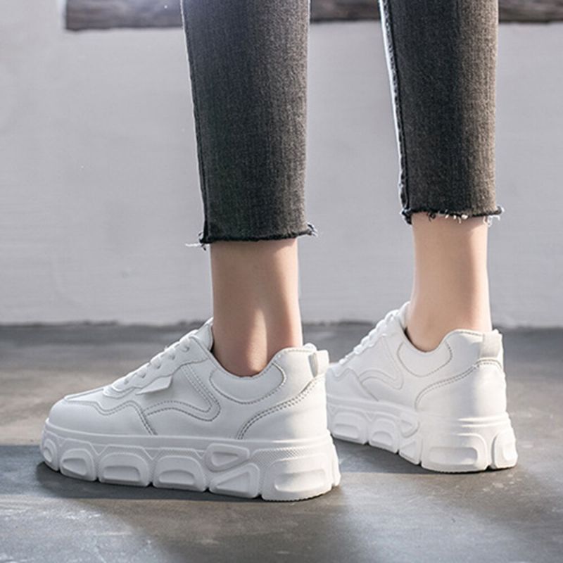 Kvinnor Med Snörning Framtill Halkbeständiga Casual Chunky Sneakers