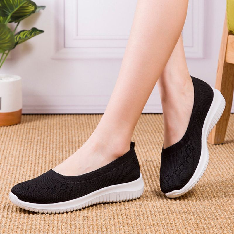 Kvinnor Mesh Andas Lätt Slip On Lazy Casual Flat Walking Skor