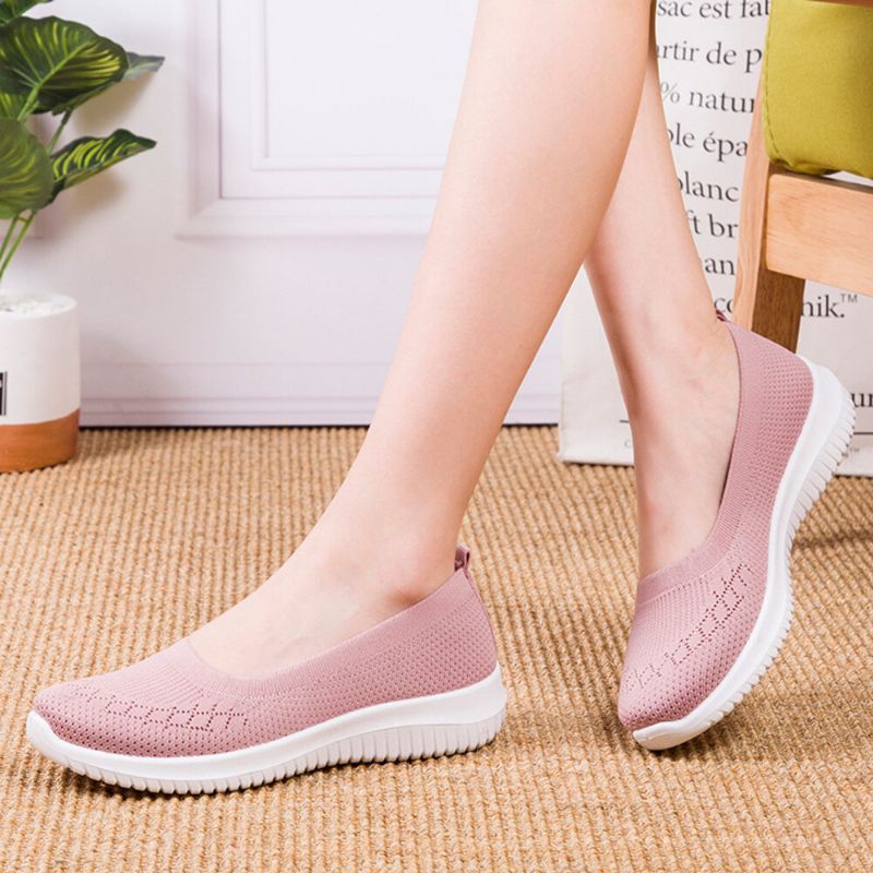 Kvinnor Mesh Andas Lätt Slip On Lazy Casual Flat Walking Skor