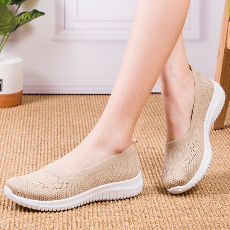 Kvinnor Mesh Andas Lätt Slip On Lazy Casual Flat Walking Skor