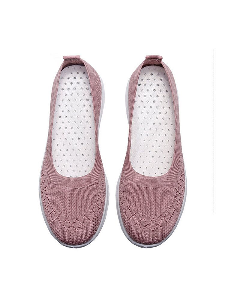 Kvinnor Mesh Andas Lätt Slip On Lazy Casual Flat Walking Skor