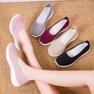 Kvinnor Mesh Andas Lätt Slip On Lazy Casual Flat Walking Skor