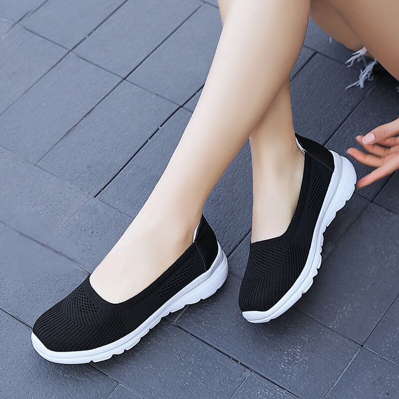 Kvinnor Mesh Andas Slip On Soft Sole Casual Sneakers