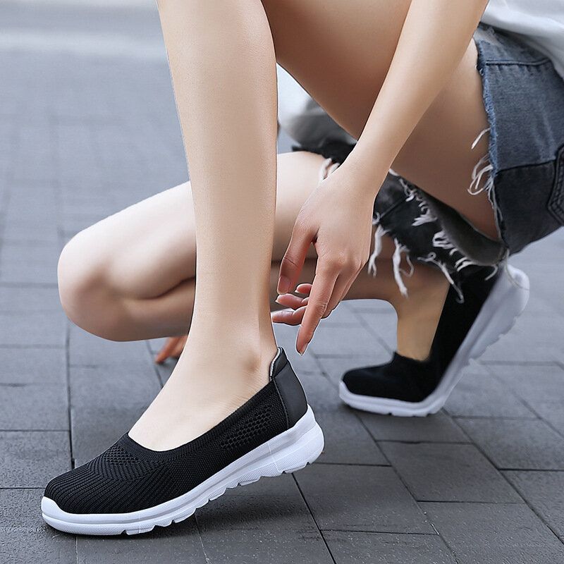 Kvinnor Mesh Andas Slip On Soft Sole Casual Sneakers