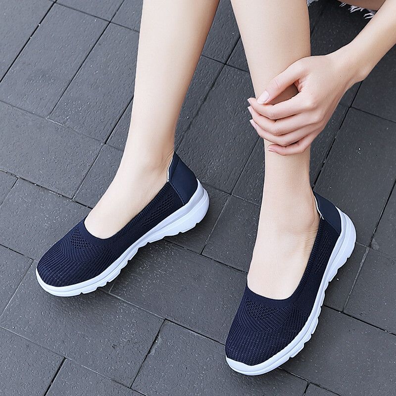 Kvinnor Mesh Andas Slip On Soft Sole Casual Sneakers