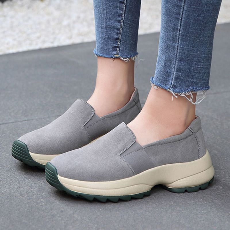 Kvinnor Stor Storlek Casual Slip On Chunky Sneakers I Fusk Mocka